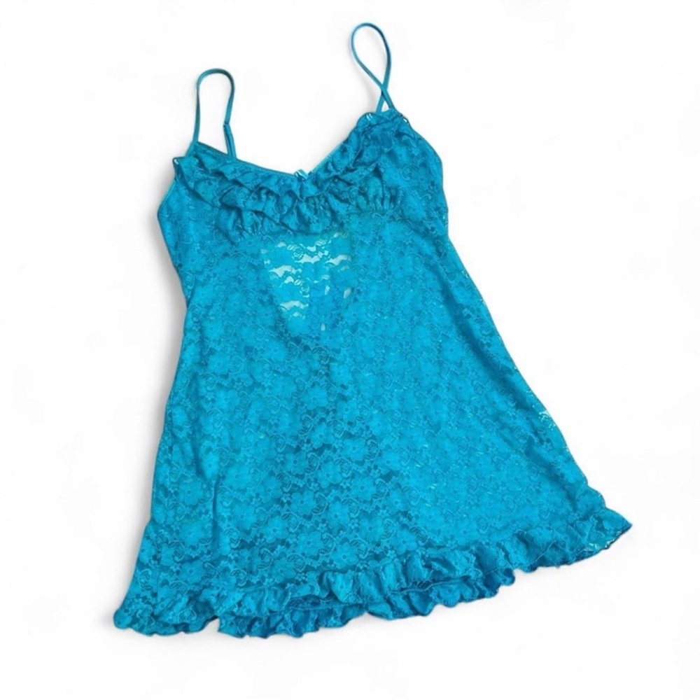 Teal Lace Mini Dress